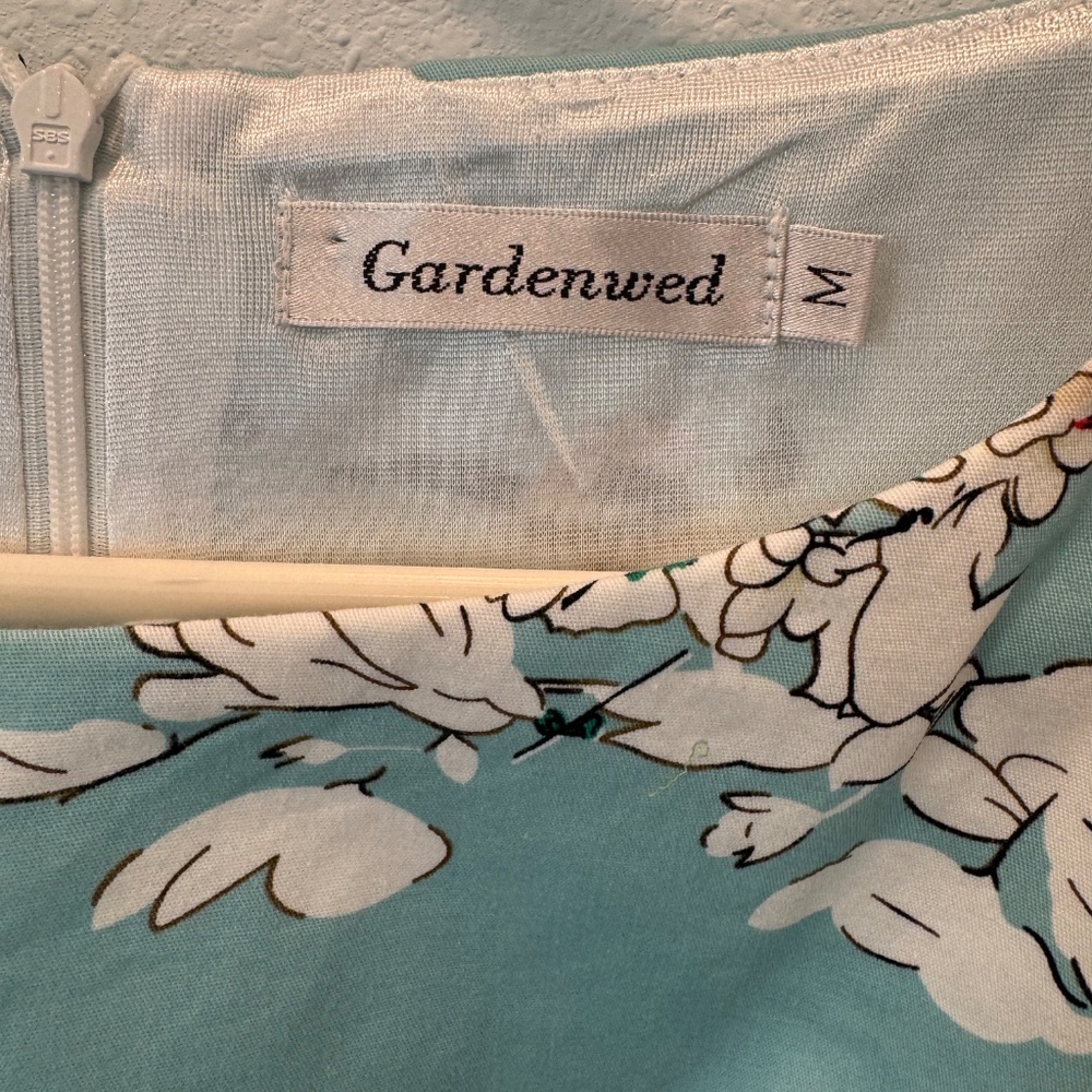 GARDENWEED Women’s Sleeveless fit & flare Party Dress, Aqua Floral Print Size M - Picture 4 of 16